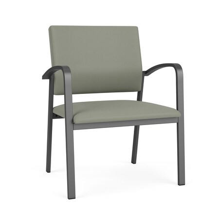 Lesro Newport Wide Guest Chair Metal Frame, Charcoal, OH Eucalyptus Upholstery NP1201